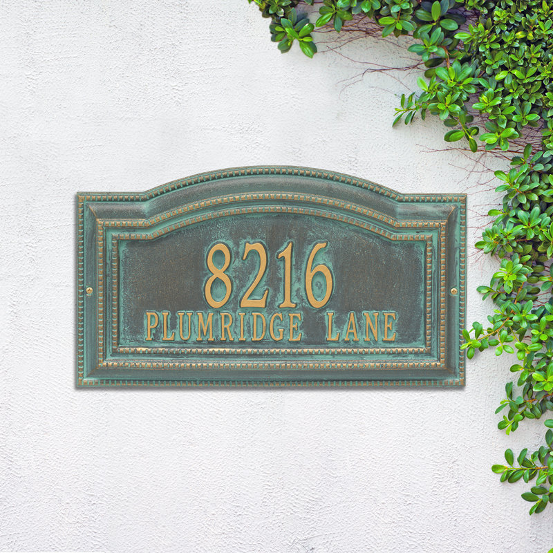 Signature Series 2-Line Wall Address Plaque, Yes, Bronze, Verdigris