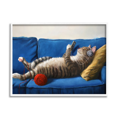 " Cat Couch Relaxing Red Yarn Ball Pet " by Lucia Hefferenan