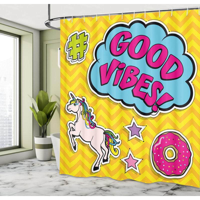 Dakota Fields Chill Shower Curtain Unicorn Donut Fun Multicolor