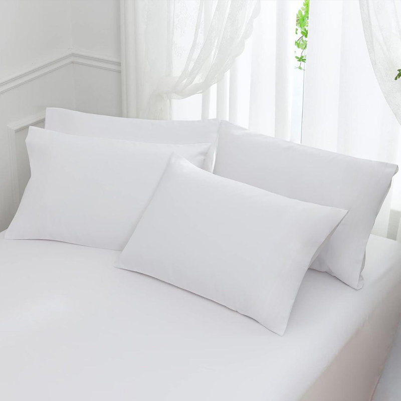 Plush Brushed Microfiber Pillowcases 4 Pack - Wrinkle Fade Stain-Resistant Envelope Style 20x30 Inches​, White