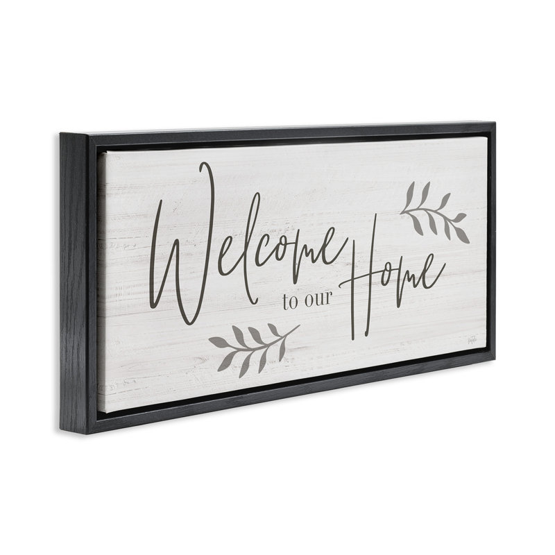Panneau «Welcome To Our Home Country», H 11 po x l 25 po, Cadre flottant noir de jais
