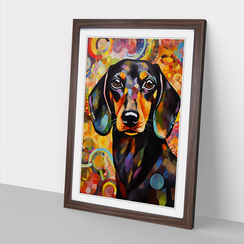 Dachshund Abstract - Framed Print, Walnut, 64cm H x 46cm W x 2cm D
