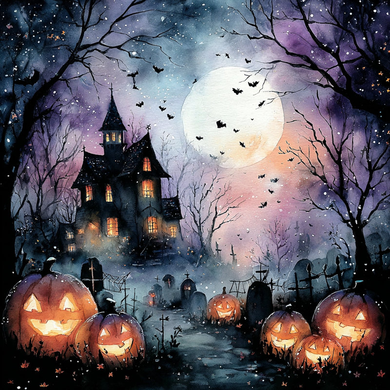 «Moonlit Halloween Path», art mural sur toile tendue