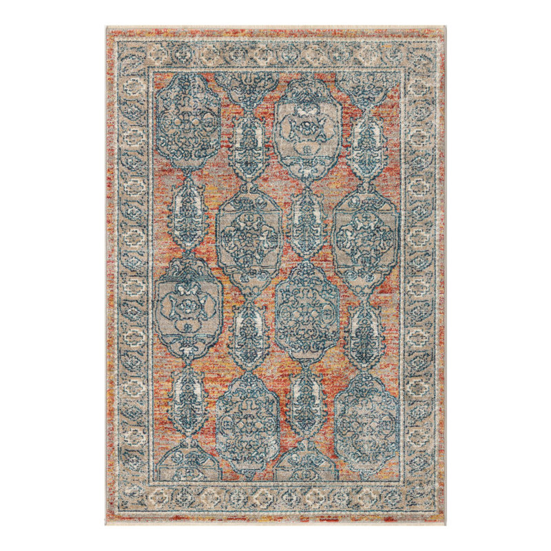 Tapis gris Gause, Rouge brique, Rectangle 3 pi 11 po x 5 pi 11 po