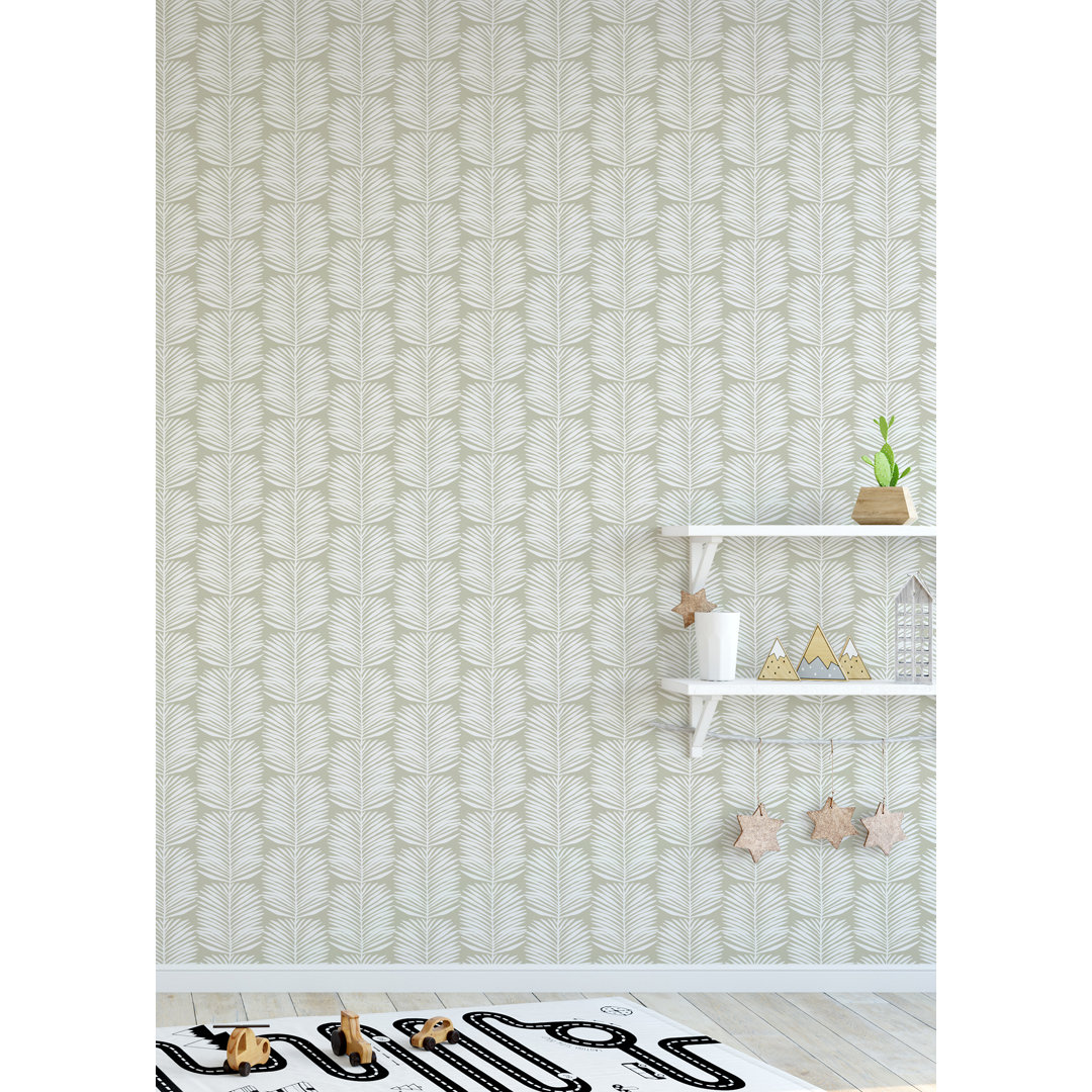 Organic Betty Palms 10' L x 24" W Wallpaper Roll Mitchell Black 