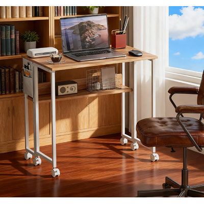 Bureau d'ordinateur pliable, avec roulettes pivotantes à 360 °, tablette pour petits espaces