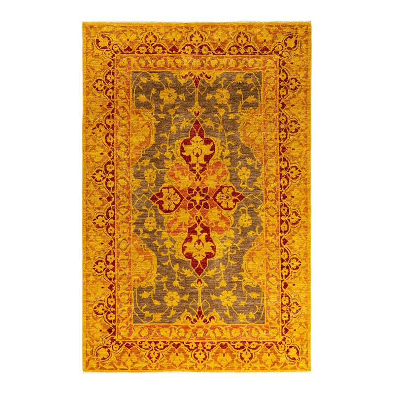 Tapis unique en laine 6 pi 1 po x 9 pi Spiraea