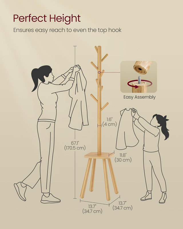 Camare Freestanding 8 - Hook Coat Rack