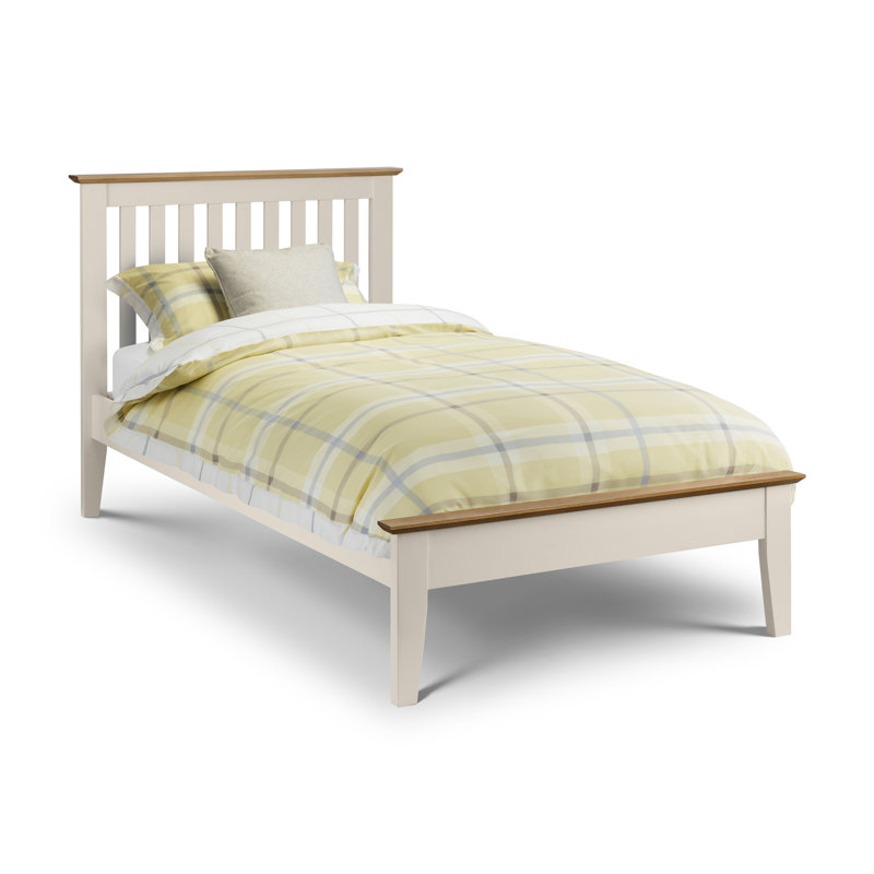 Fleming Solid Wood Bed, Single (3'), Ivory Lacquer/Oak