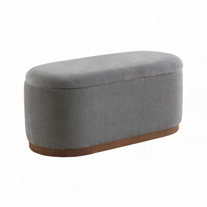 Banc de rangement en velours Corduroy, Gris