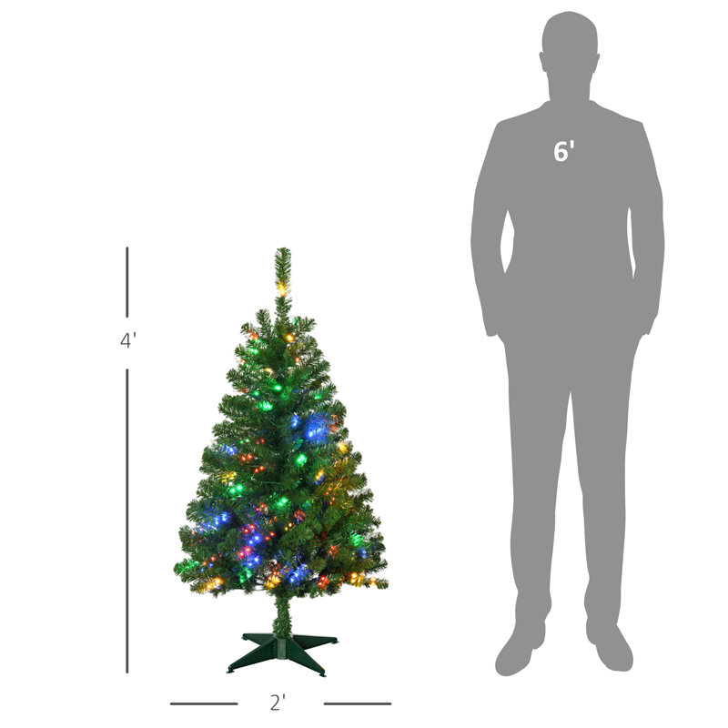 Grand sapin de Noël artificiel pré-éclairé avec branches, lumières DEL blanc chaud ou coloré, ouverture automatique, 4'