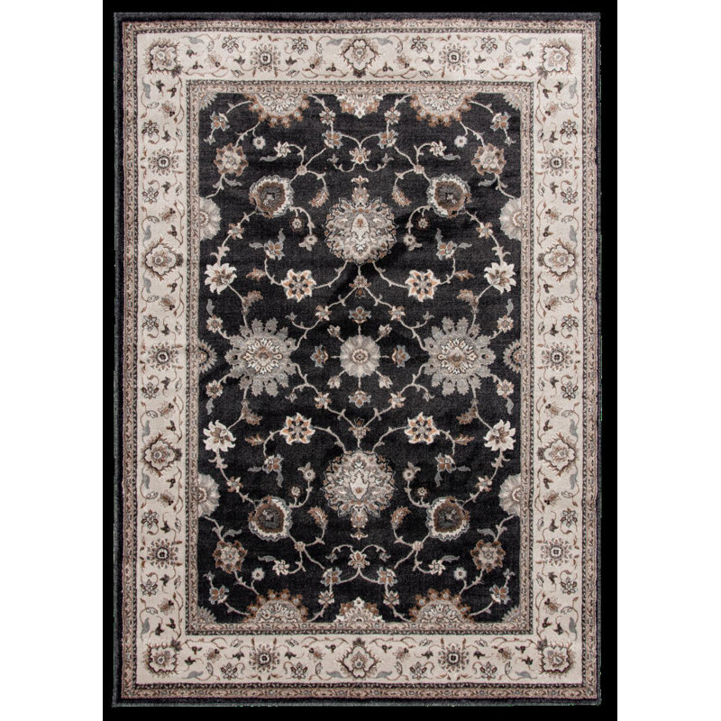 Tapis d'intérieur gris Moreno, Black/Greige, Tapis de couloir 2 pi 2 po x 16 pi
