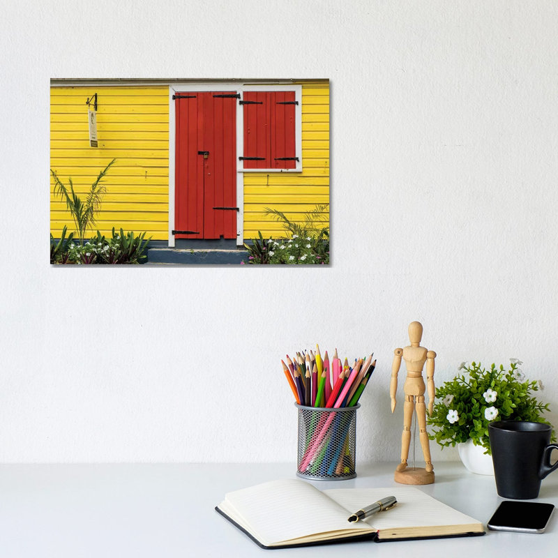 Colorful House In Christiansted, St. Croix, Us Virgin Islands. by Michael DeFreitas - Wrapped Canvas Print