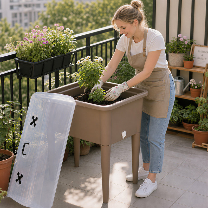 Lit de platebande surélevée, Light Brown, H 33 po x l 30 po x P 14,5 po, Ensemble de 2