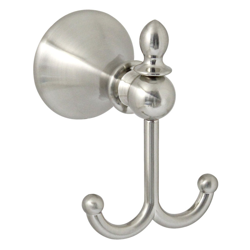 Porte-peignoir double Khorawa, Nickel satiné