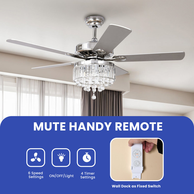 Kemoria 52'' Ceiling Fan with LED Lights