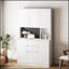 Armoire de cuisine autoportante avec station de charge, rangement spacieux et design moderne pour une utilisation polyvalente dans la maison