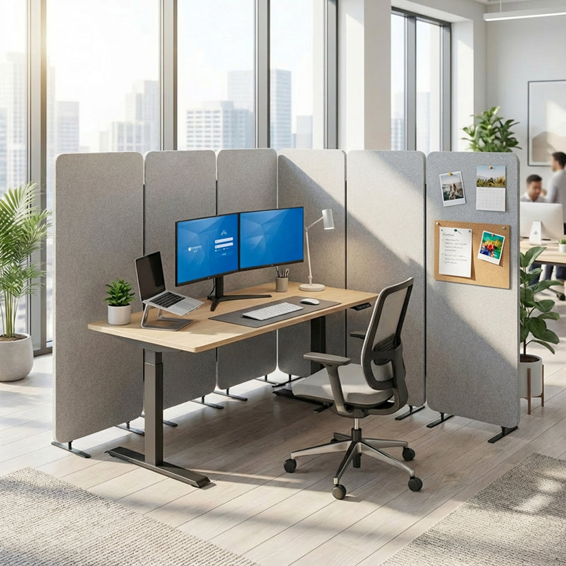 VIVO Grey 145 x 66 inch Privacy Panel Office Partition, Cubicle Room Divider