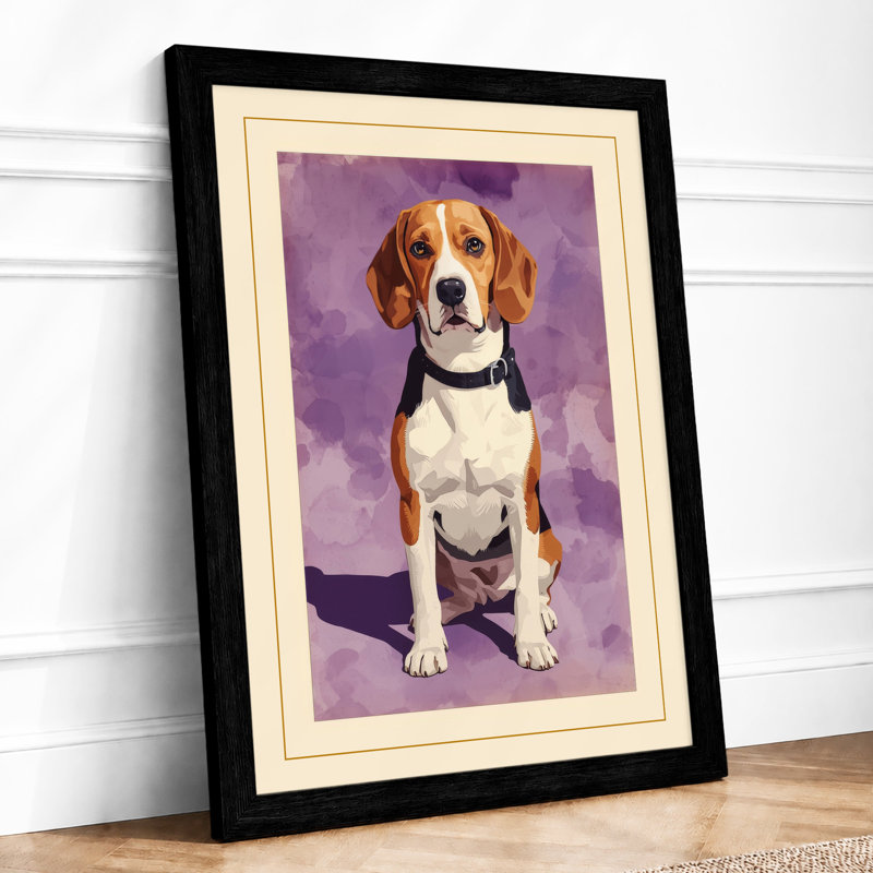 Beagle Portrait Modern - Framed Print, A2 - 59.4 x 42.0 cm, Black