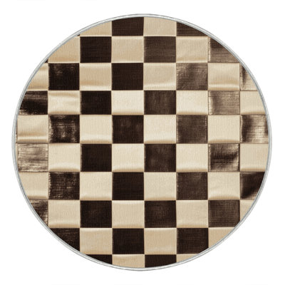 Machine Washable Checkered Beige Area Rug