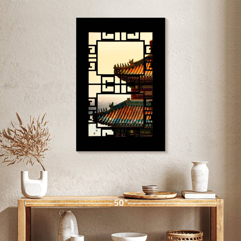 Aime Asian Window Sunset, 36" H x 24" W