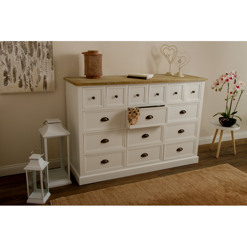 Fultondale Solid Wood 141cm W 15 - Drawer Chest of Drawers