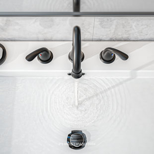 8 Inch 3 Hole Widespread Bathroom Faucet,2 Handle Modern Bathroom Sink Faucet With Pop-Up Drain And Water Supply Lines