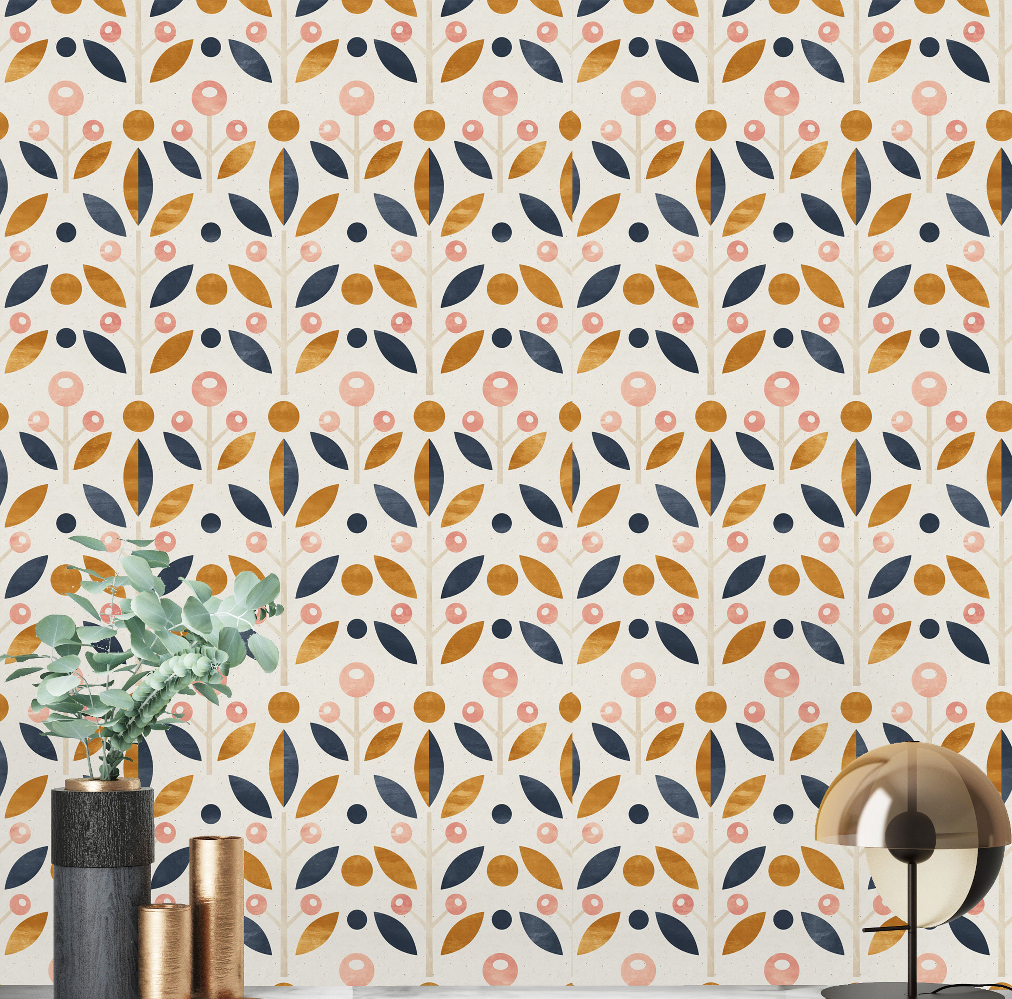 Red Barrel Studio Geometric Flowers Peel And Stick Wallpaper - Wayfair ...