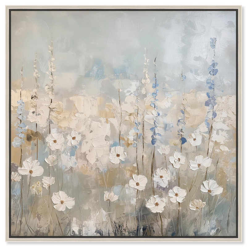 Sable Flowers I Canvas Farmhouse Floral Art by Art Remedy, 13" H x 13" W x 2" D, Silver Floater Framed