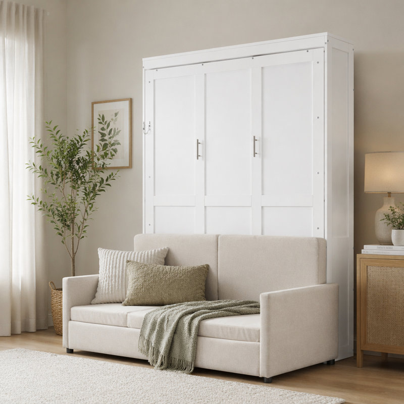 Grand lit escamotable mural avec coussin