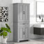 Armoire de rangement pour salle de bain avec portes et tiroir, plusieurs espaces de rangement, tablette réglable, gris-166498597