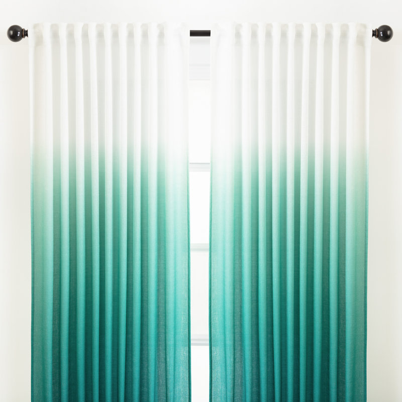 Carolie Ombre Semi-Sheer Rod Pocket Curtains, Teal, 52" W x 84" L