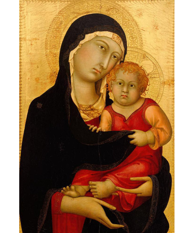 "Madonna and Child" par Simone Martini - Art mural sur toile tendue avec châssis, H 48 po x l 33 po