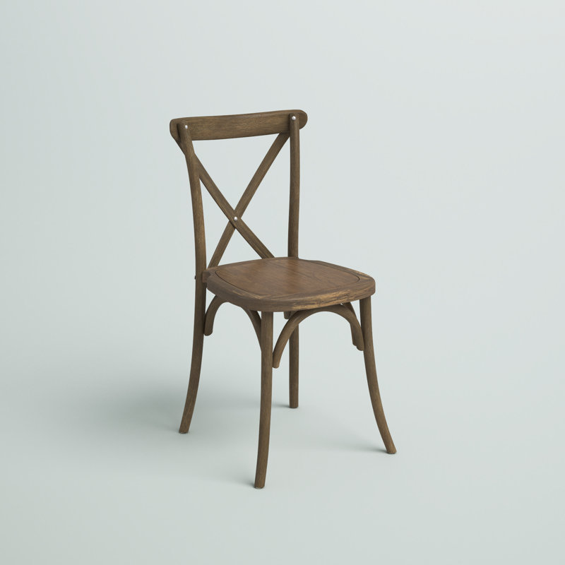 Arquit Stackable Cross-Back Wooden Bistro Chair, Natural, 1