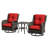 2-Person Outdoor Patio Conversation Rattan Seating Group With 1 Coffee Table,2 Swivel Chairs and Red Cushions-262601416