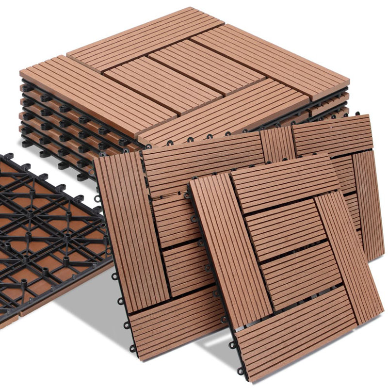 Prampton 30cm L x 30cm W Manufactured Wood Interlocking Deck Tile, Terracotta