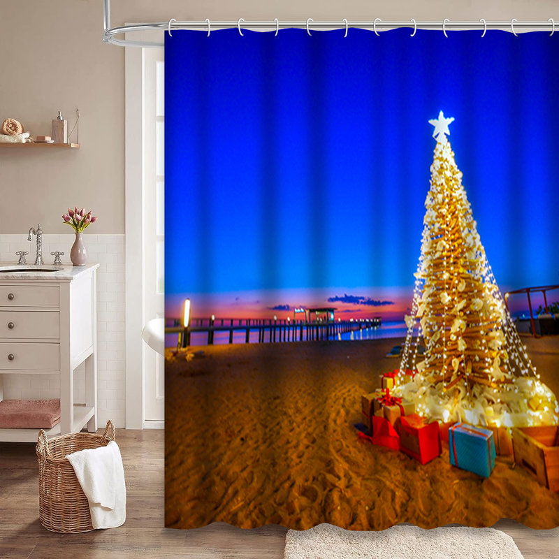 Rideau de douche Christmas Tree Beach, L 72 po x l 78 po