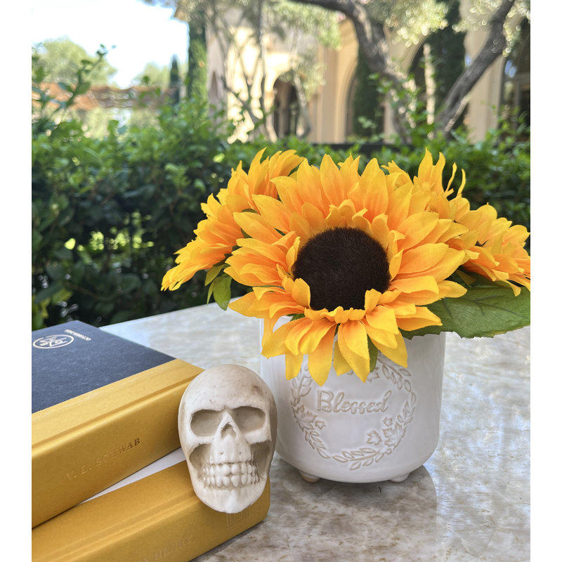 Arrangement floral tournesol béni en pot