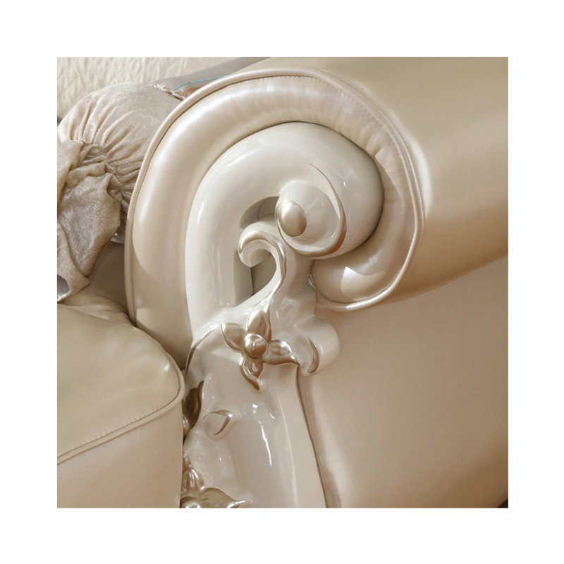 Fauteuil en cuir massif de style européen avec fauteuil capitonné en cuir véritable de 47,2 po de largeur