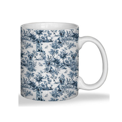 Blue Chinoiserie Labrador Retriever Mug, Labrador Retriever Gifts Ceramic Coffee Cup With Handle, Dog Mom Dad Lovers Gifts, Blue and White Toile Lab Dog Tea Mug, 11 Ounce
