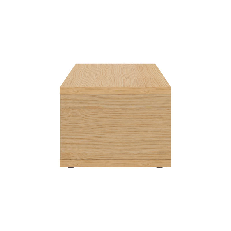 Berlin Floor Shelf Coffee Table with Storage, Plywood Top/Pure White Base