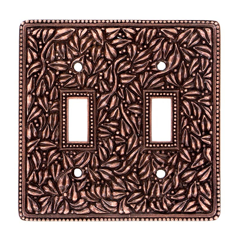San Michele 2-Gang Toggle Light Switch Wall Plate, Antique Copper, 5.25" H x 5.38" W x 0.31" D