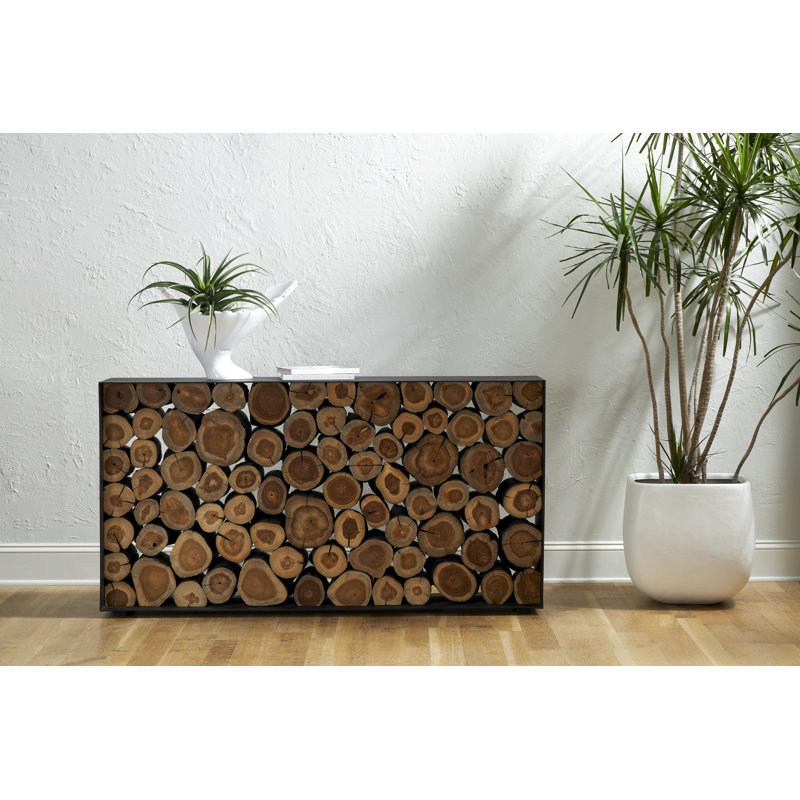 Boscage 60" Black and Brown Solid Wood Console Table