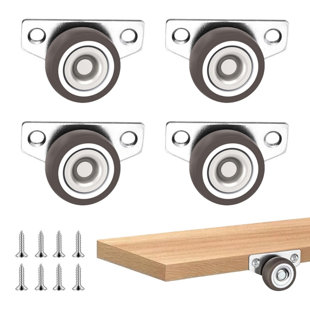 1.25 Inch Low Profile Side-mount Caster Set Of 4, Rigid Small Casters For Underbed Drawers, Furniture, Trays And Diy Projects
