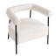 Chaise moderne en tissu blanc laiteux avec structure en métal noir - assise confortable en velours doux et robuste
