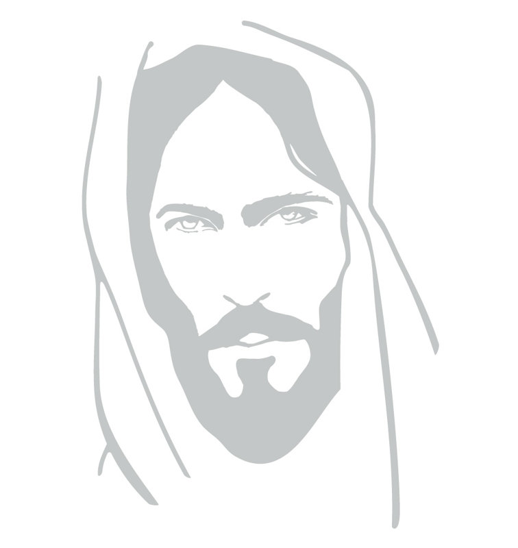 Décalcomanie murale face of jesus, H 48 po x l 33 po x P 0,01 po, Gris clair