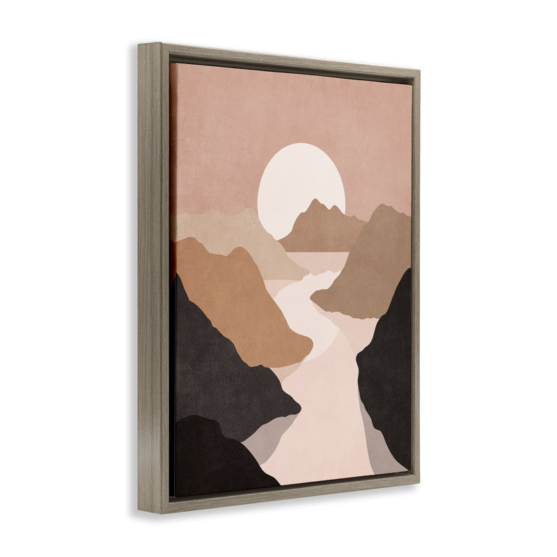 «Rust Boho Stream», art mural encadré flottant doré par Nataly White, Cadre flottant orme Montalcino, H 21 po x l 17 po