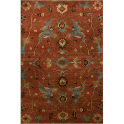 Orange Themed Multicolor Mixed Floral Patterned Creative Modern Decorative Washable Rug