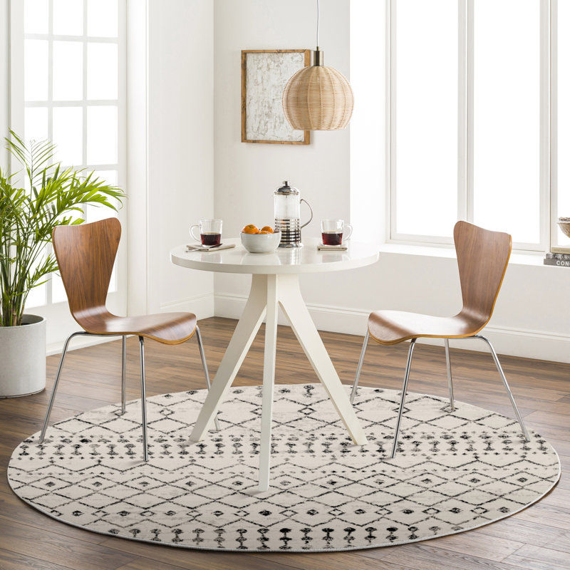 Malena Black/Off-White Rug, Round 160 cm