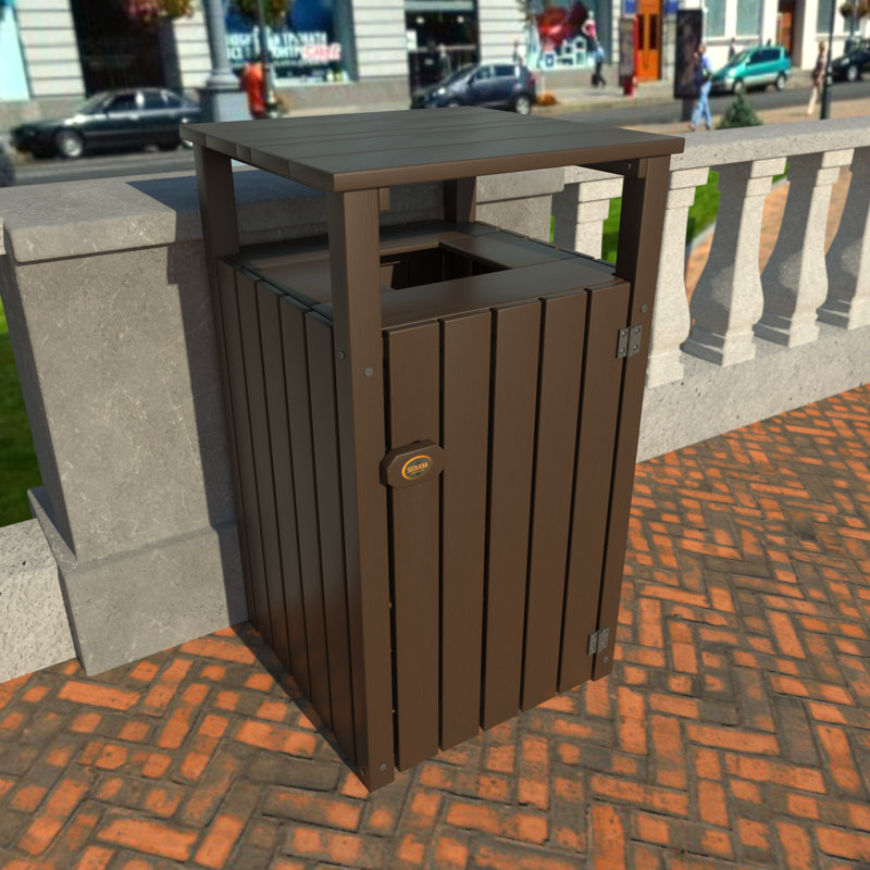 39 Gallons Outdoor Trash/Recycling Bins, Brown